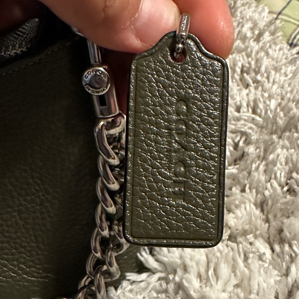 Coach Dark Green Leather Chain Shoulder Bag - Picture 3 of 11